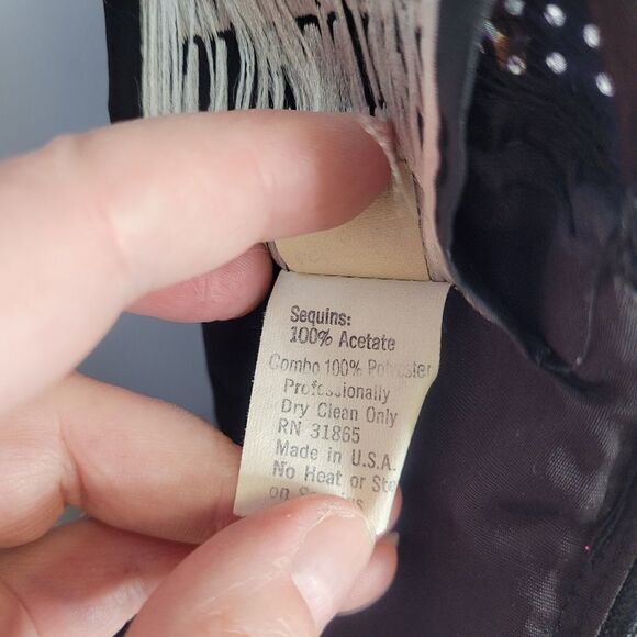 VINTAGE 80s dress Cache sequined long sleeve formal party cocktail S - Picture 9 of 14